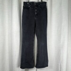 Madewell Cali Demi-Boot Jeans Black Bellspring Wash Button-Front Size 27